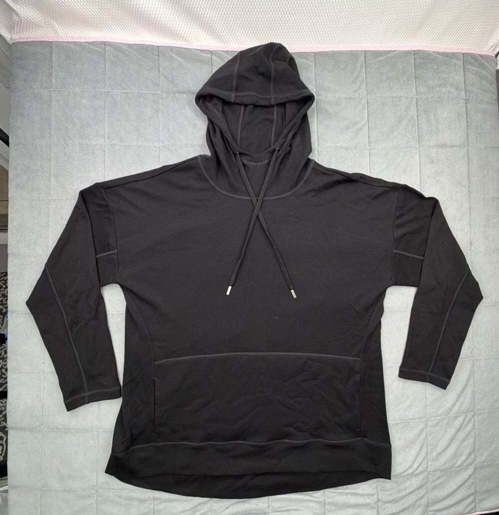 Woolx Callie Hoodie Women’s Size 1XL Black Merino Wool Pullover Sweatshirt